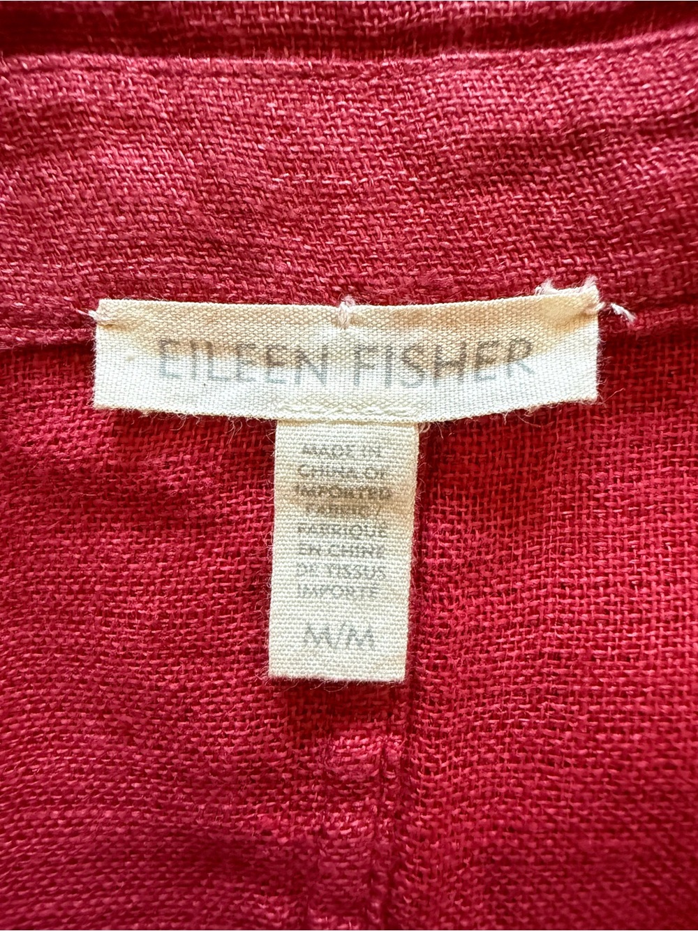 Eileen Fisher 100% Linen Raspberry Red Long Jacket | Chic Lightweight Layer - Picture 3 of 17